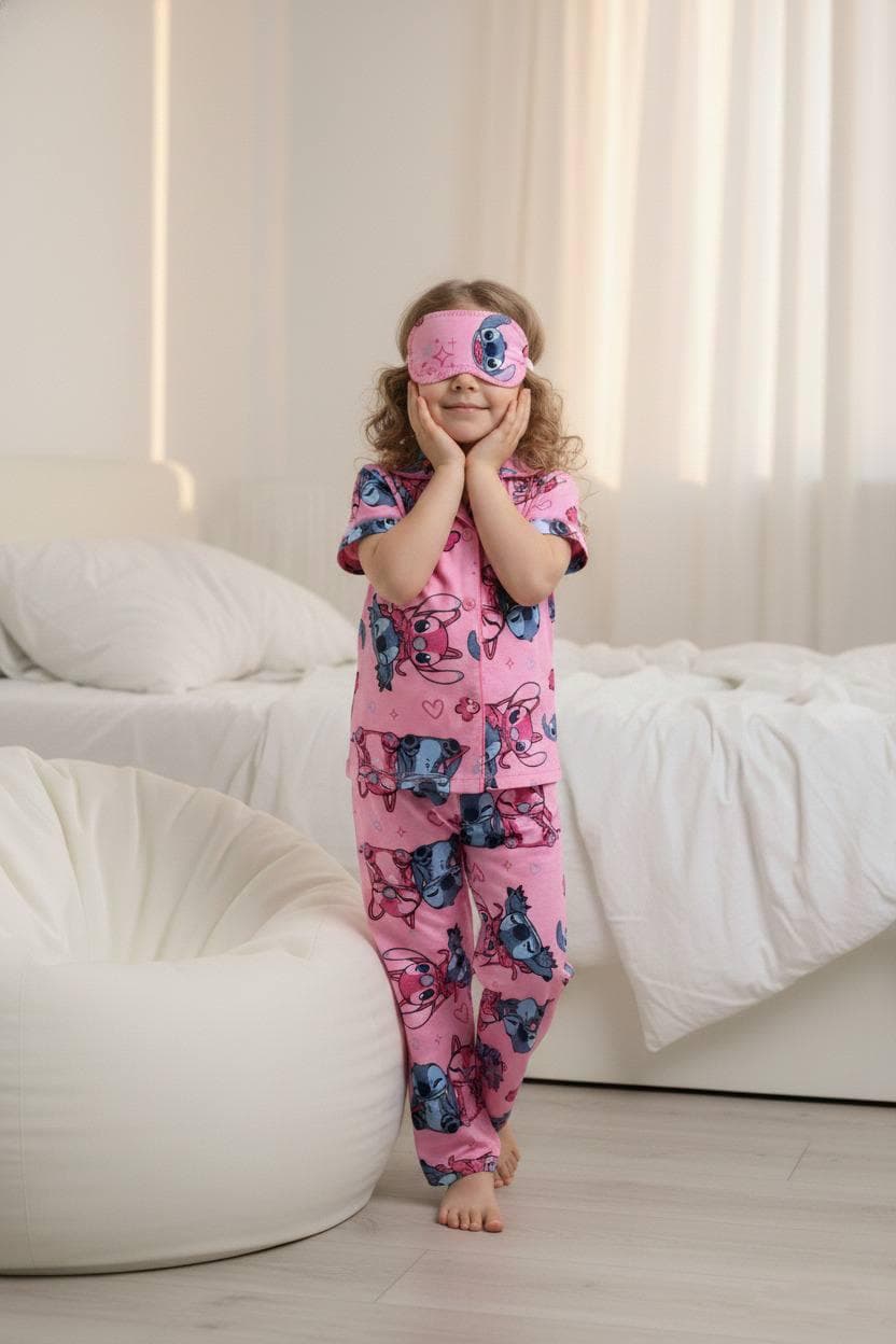 Stitch Düğmeli Pijama Takımı