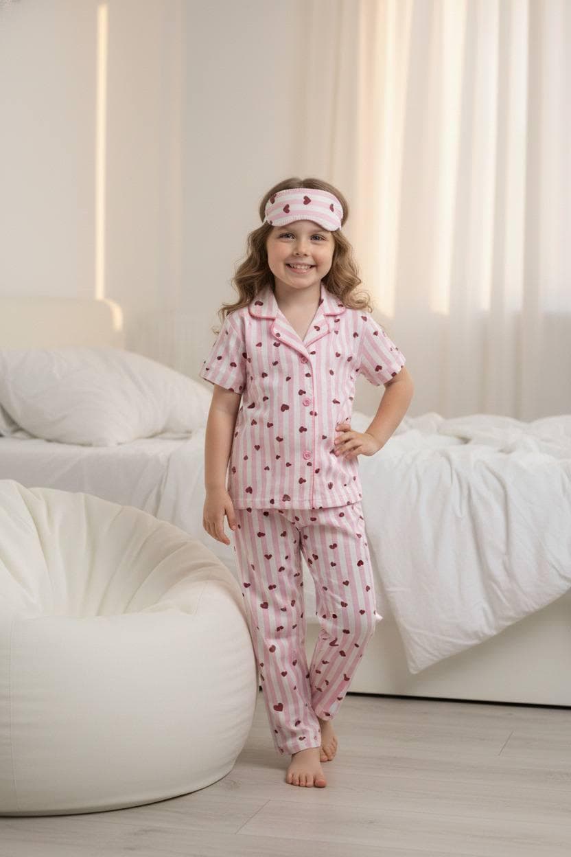 Kalp Desenli Pijama Takımı