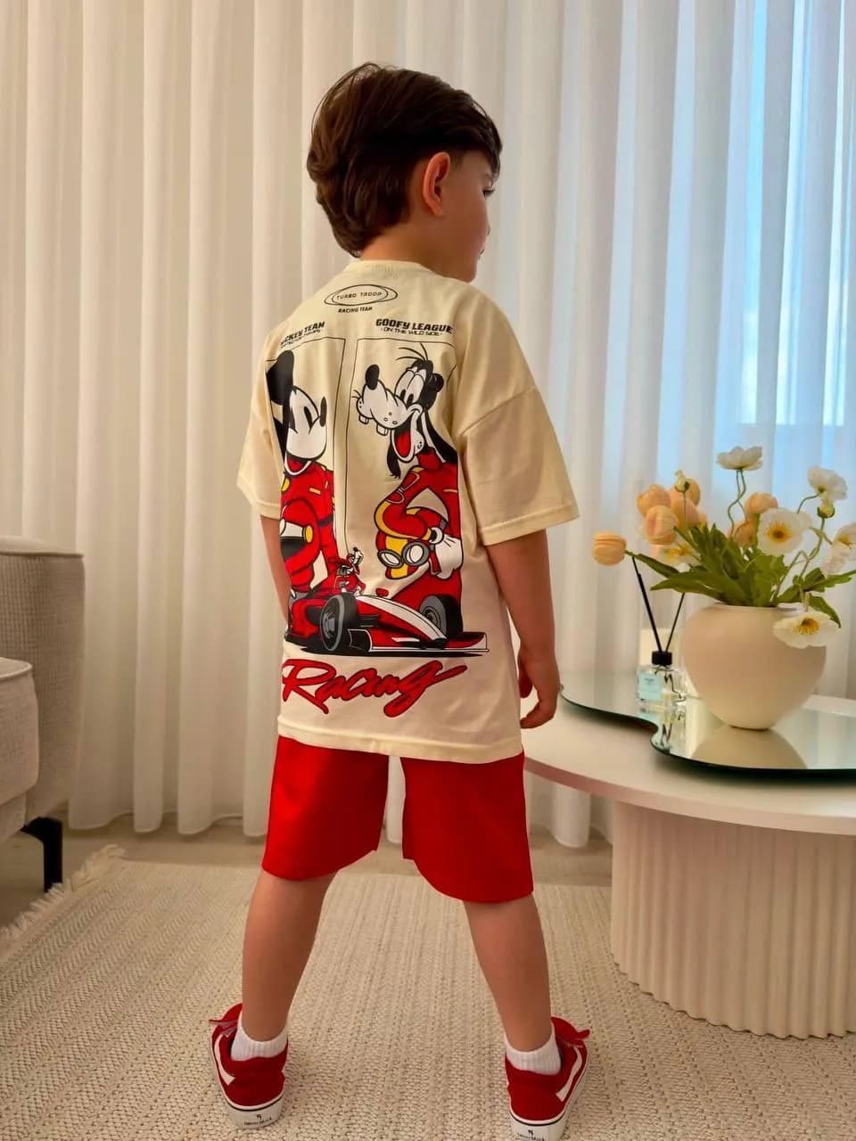 Mickey  racing sırt baskılı takım Kırmızı