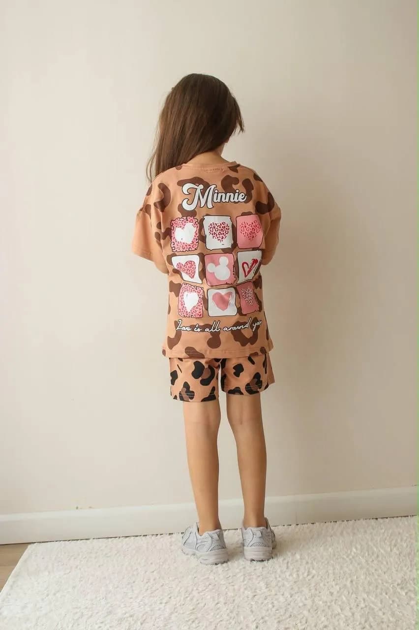 Minnie leopar desenli Takim Kahve