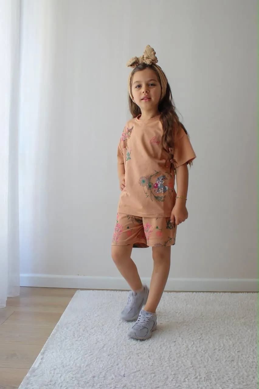 Bambi şortu çiçek desenli Takim