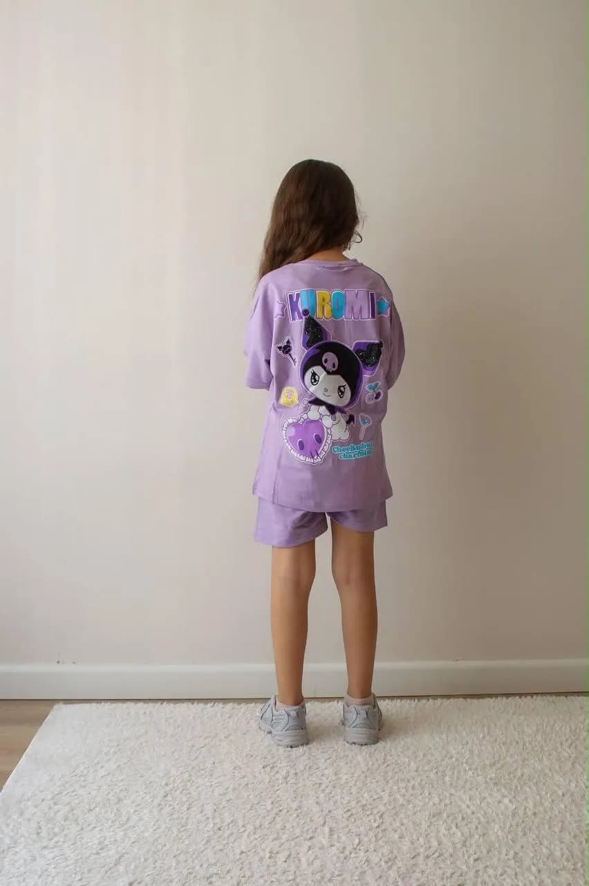 Kuromi sırt baskılı takım Mor