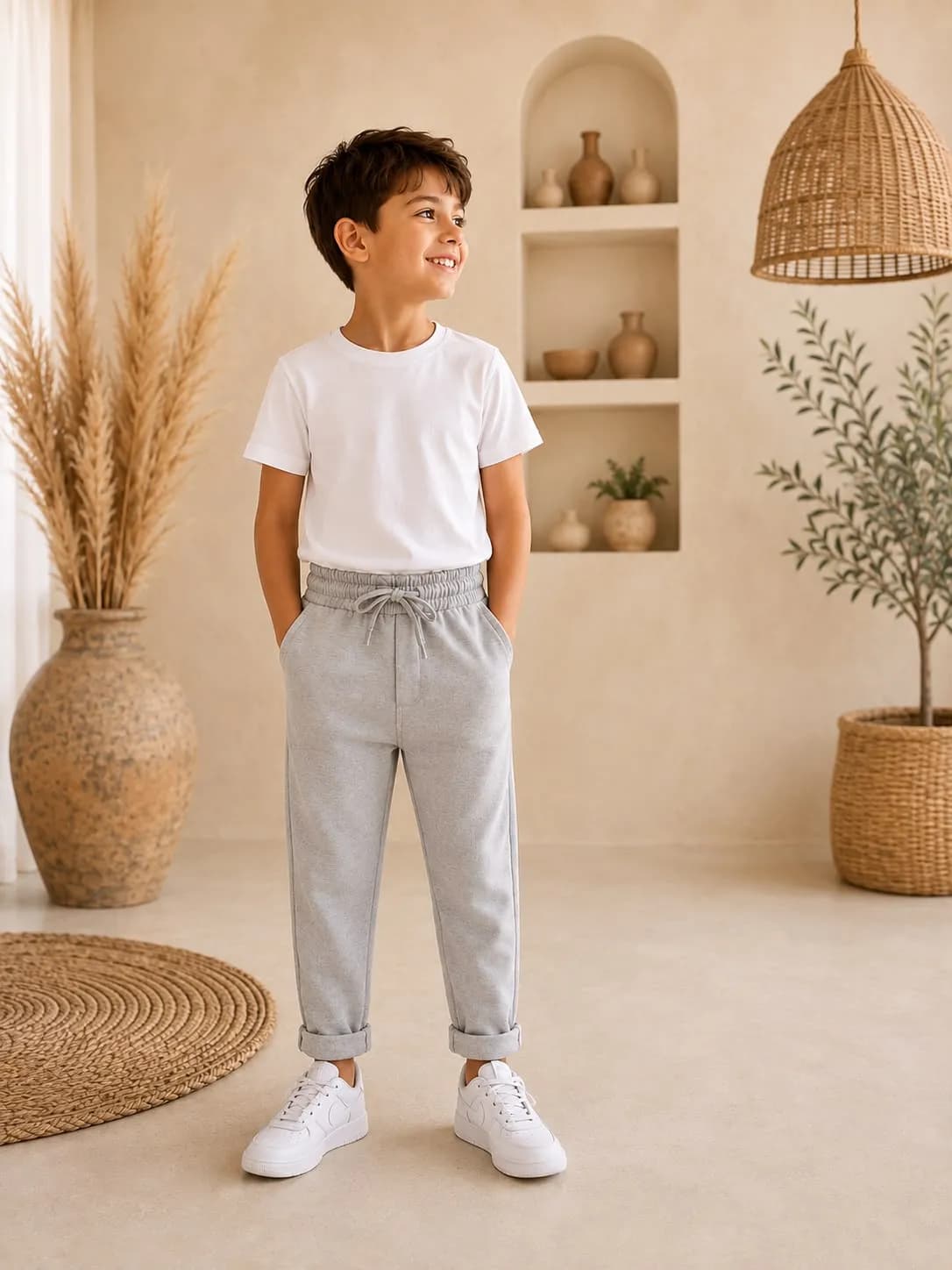 Jagger beli lastikli pantolon Gri