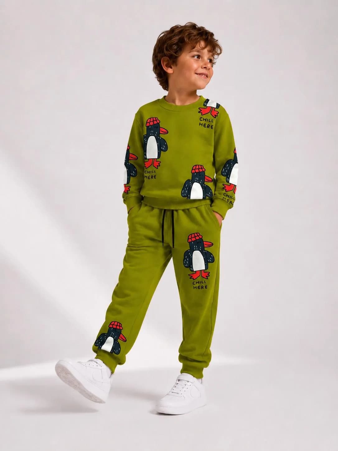 Penguen desenli 3 ip takim Yesil